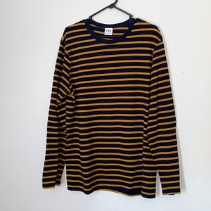 ZARA MEN Long-sleeve brown/navy blue Stripped Sweater T-Shirt Size XL